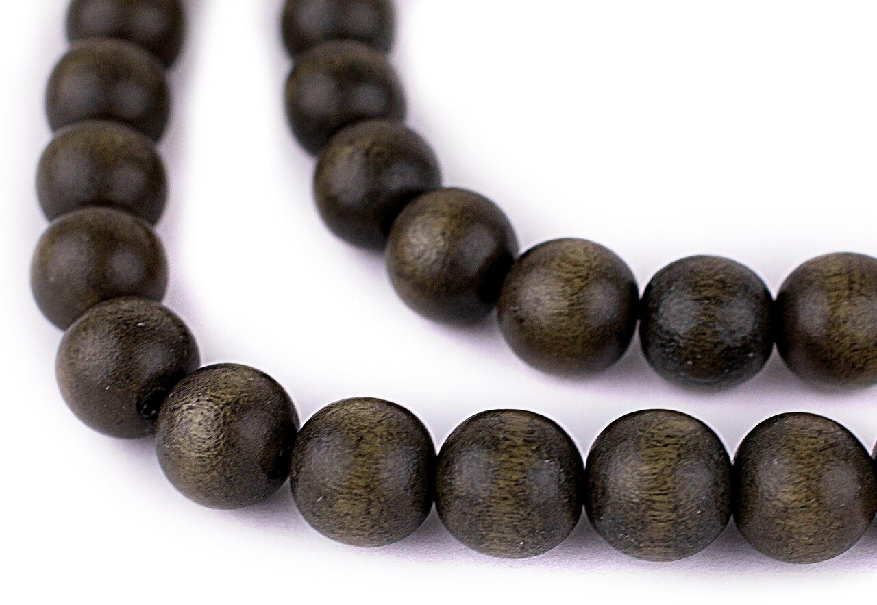 The Bead Chest Natural 14mm Wooden Beads in Green - Olive for Jewelry Making – Round Loose Wood Spacer Beads I Approximately 30 Beads